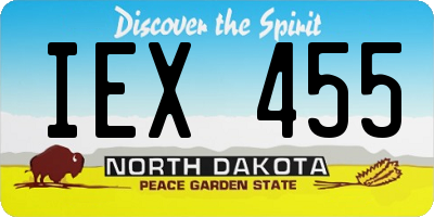 ND license plate IEX455