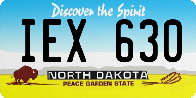 ND license plate IEX630