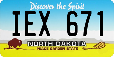 ND license plate IEX671