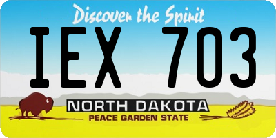 ND license plate IEX703