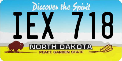 ND license plate IEX718