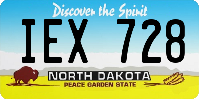 ND license plate IEX728