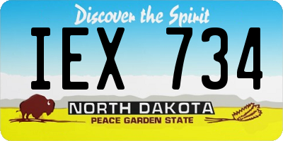 ND license plate IEX734