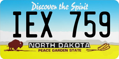 ND license plate IEX759
