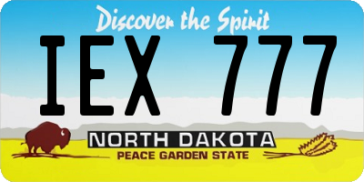 ND license plate IEX777