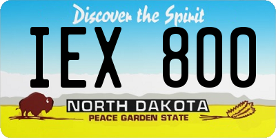 ND license plate IEX800