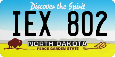 ND license plate IEX802