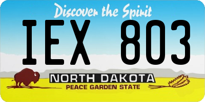 ND license plate IEX803
