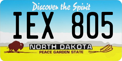 ND license plate IEX805