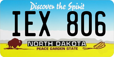 ND license plate IEX806