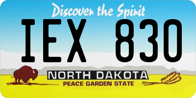 ND license plate IEX830