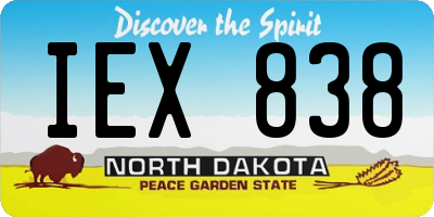 ND license plate IEX838