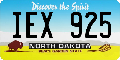 ND license plate IEX925