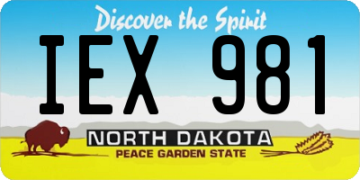ND license plate IEX981