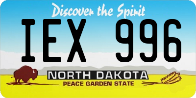 ND license plate IEX996
