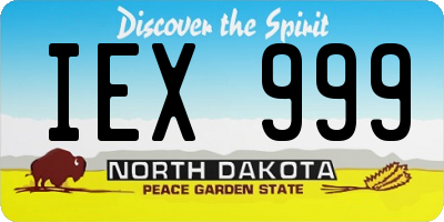 ND license plate IEX999