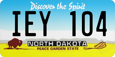 ND license plate IEY104
