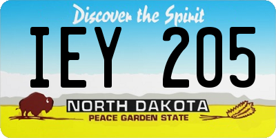 ND license plate IEY205