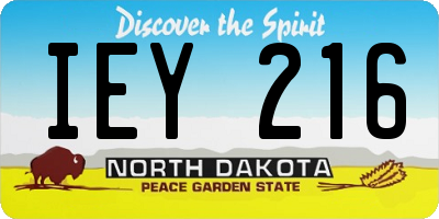 ND license plate IEY216