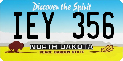 ND license plate IEY356