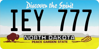 ND license plate IEY777