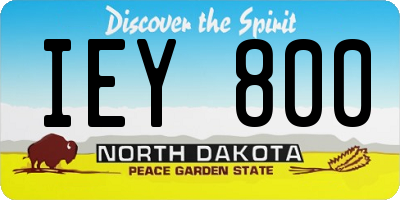 ND license plate IEY800