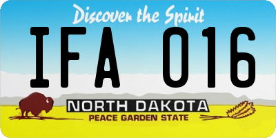 ND license plate IFA016