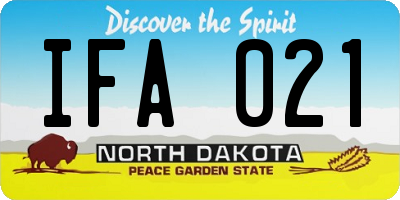 ND license plate IFA021