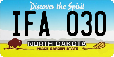 ND license plate IFA030