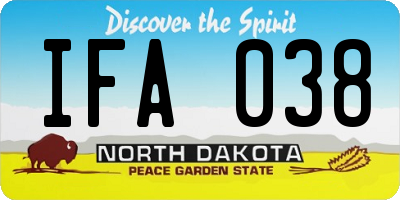 ND license plate IFA038