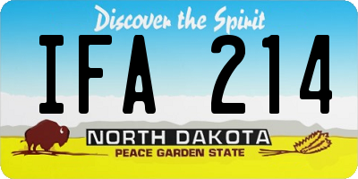 ND license plate IFA214