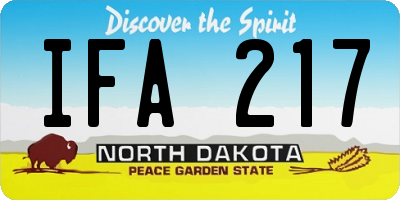 ND license plate IFA217
