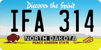 ND license plate IFA314