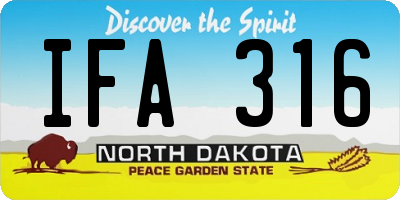 ND license plate IFA316