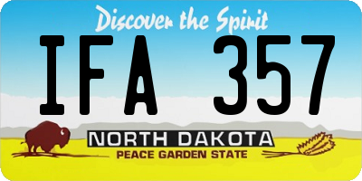 ND license plate IFA357