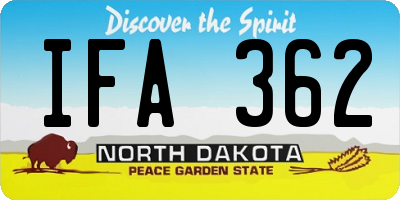 ND license plate IFA362