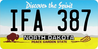 ND license plate IFA387