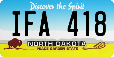ND license plate IFA418