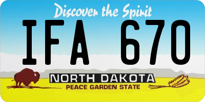 ND license plate IFA670
