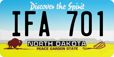 ND license plate IFA701