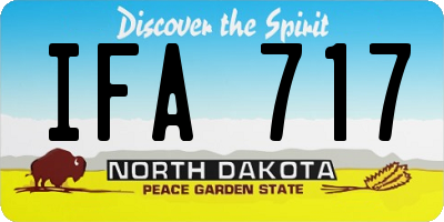 ND license plate IFA717