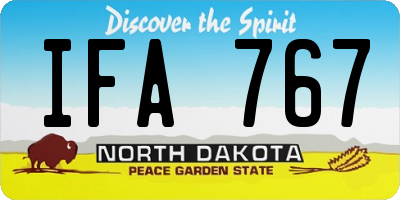 ND license plate IFA767