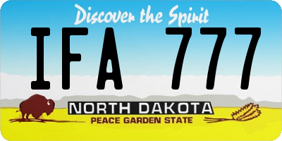 ND license plate IFA777