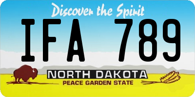 ND license plate IFA789