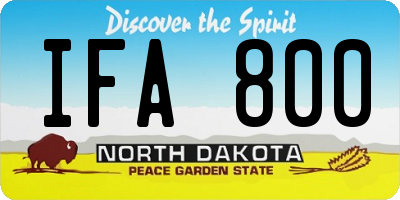 ND license plate IFA800