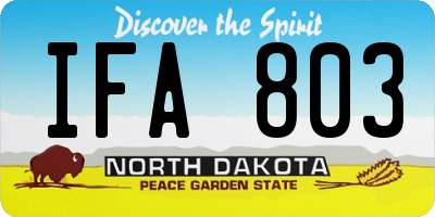 ND license plate IFA803