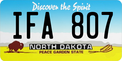 ND license plate IFA807