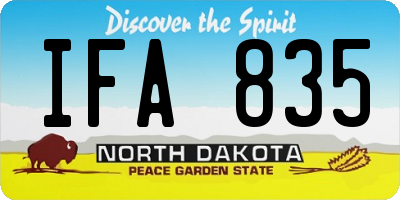 ND license plate IFA835