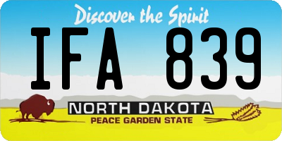 ND license plate IFA839