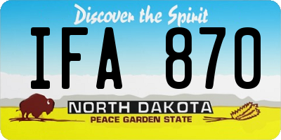 ND license plate IFA870